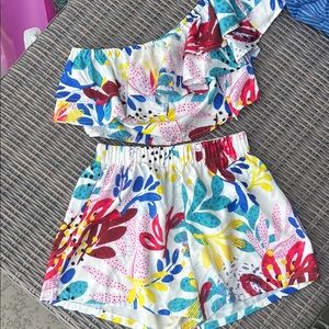 SHEIN Multicolor Floral Off-Shoulder Set